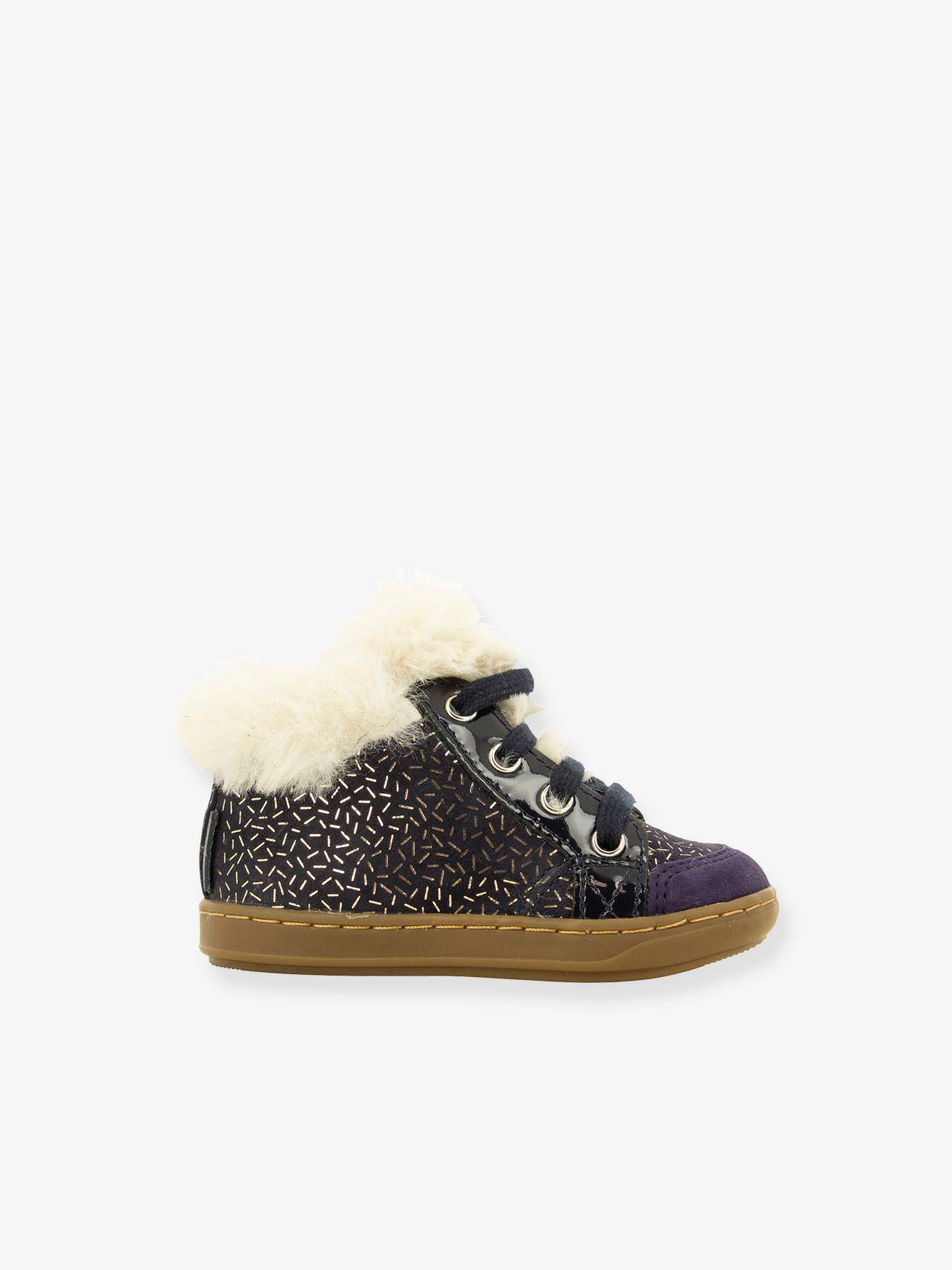 Bottines fourrées bébé Bouba Zip Hair Candy SHOO POM® marine