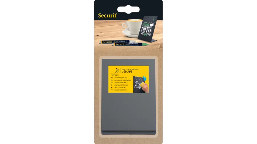 Securit® Tischaufsteller Acryl Kreidetafel  L-Vertikal , DIN A7, schwarz schwarz