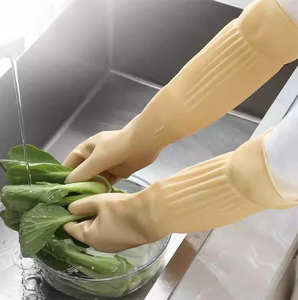YUHRO Waschhandschuh Gummihandschuhe für die Küche und zum Geschirrspülen, 3 Paar., Schonende Reinigung, wasserdicht, wiederverwendbar.