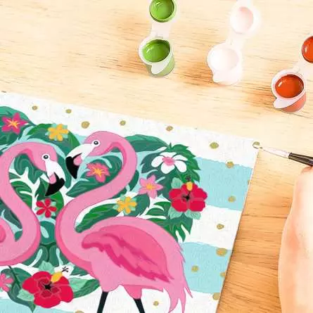 CreArt Liebenswerte Flamingos - Malen nach Zahlen für Kinder ab 7 Jahren
