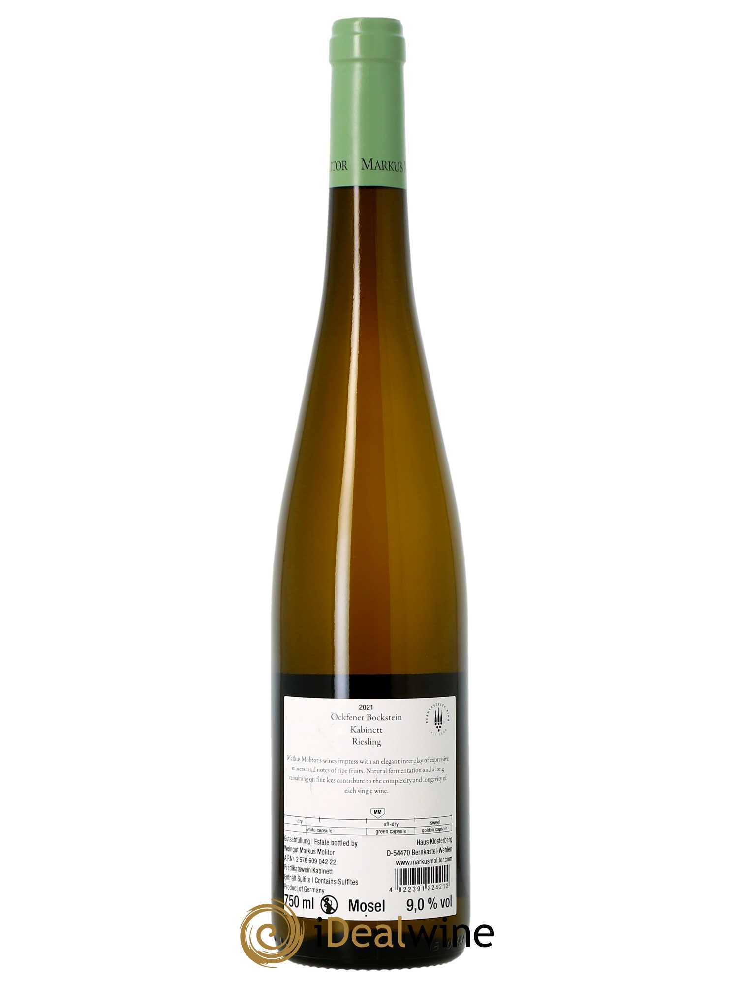 Riesling Markus Molitor Ockfener Bockstein Kabinett Green Capsule  2021 - Lot de 1 Bouteille