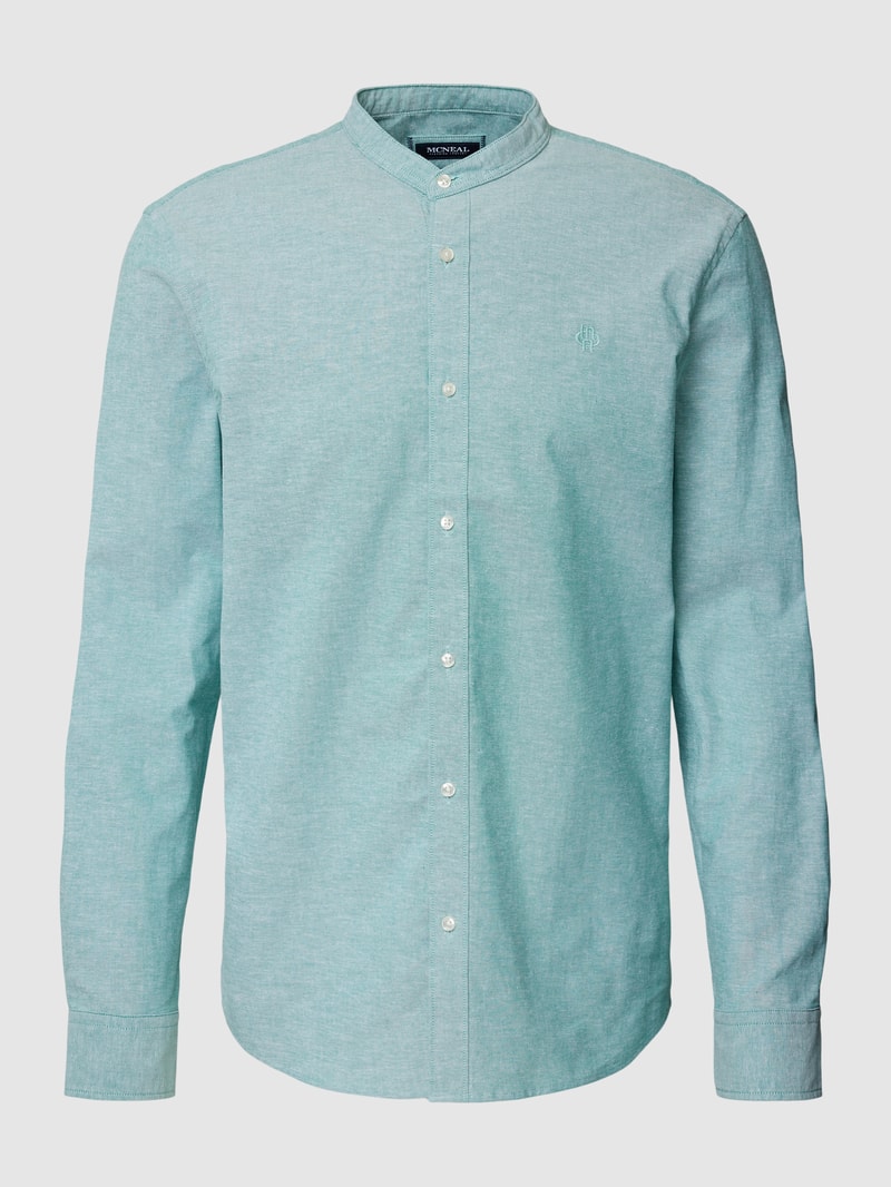 Freizeithemd mit Label-Stitching in apfelgrün