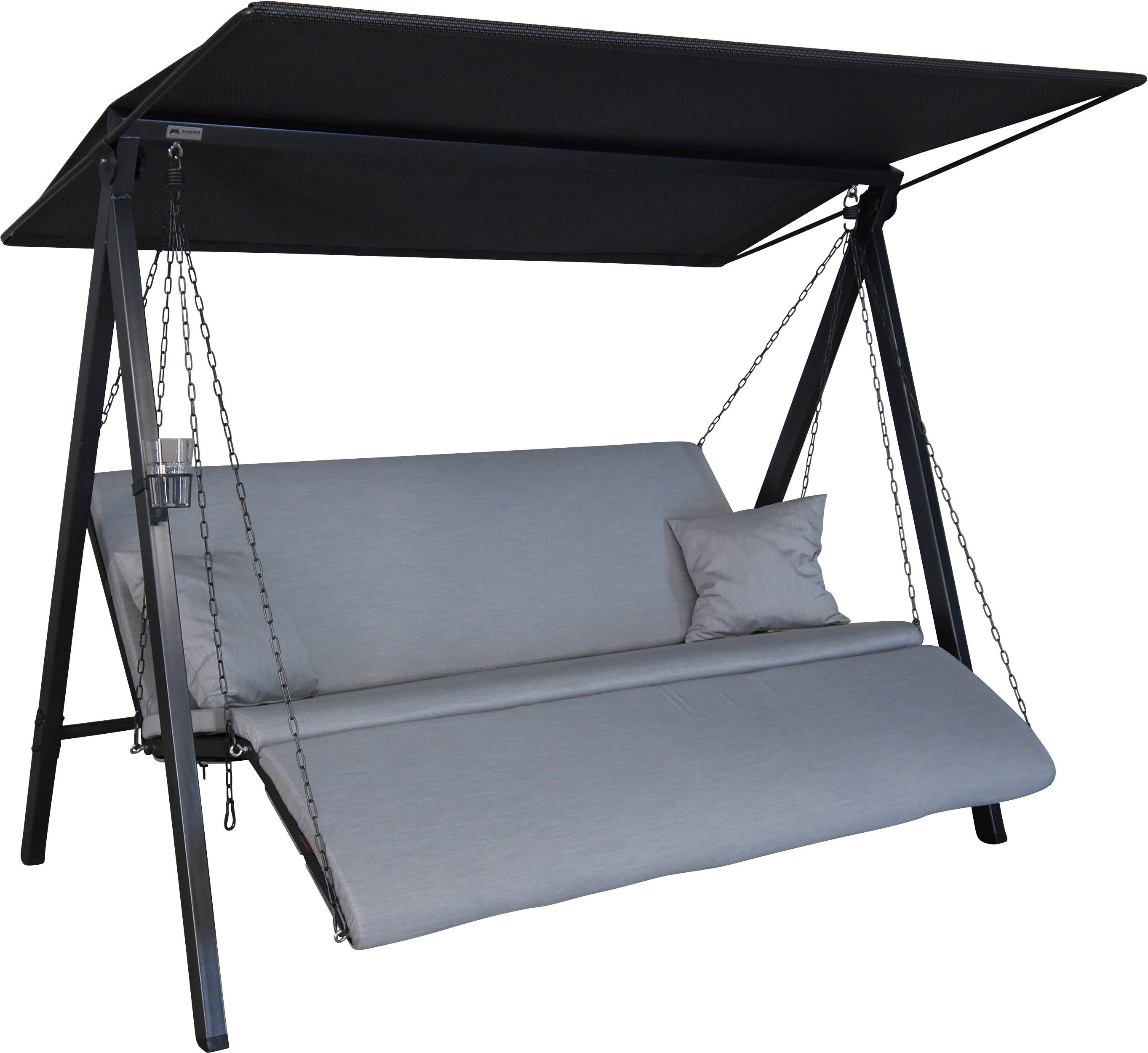 Angerer Freizeitmöbel Hollywoodschaukel Lounge Zip granit, 3-Sitzer, Bettfunktion, wetterfest