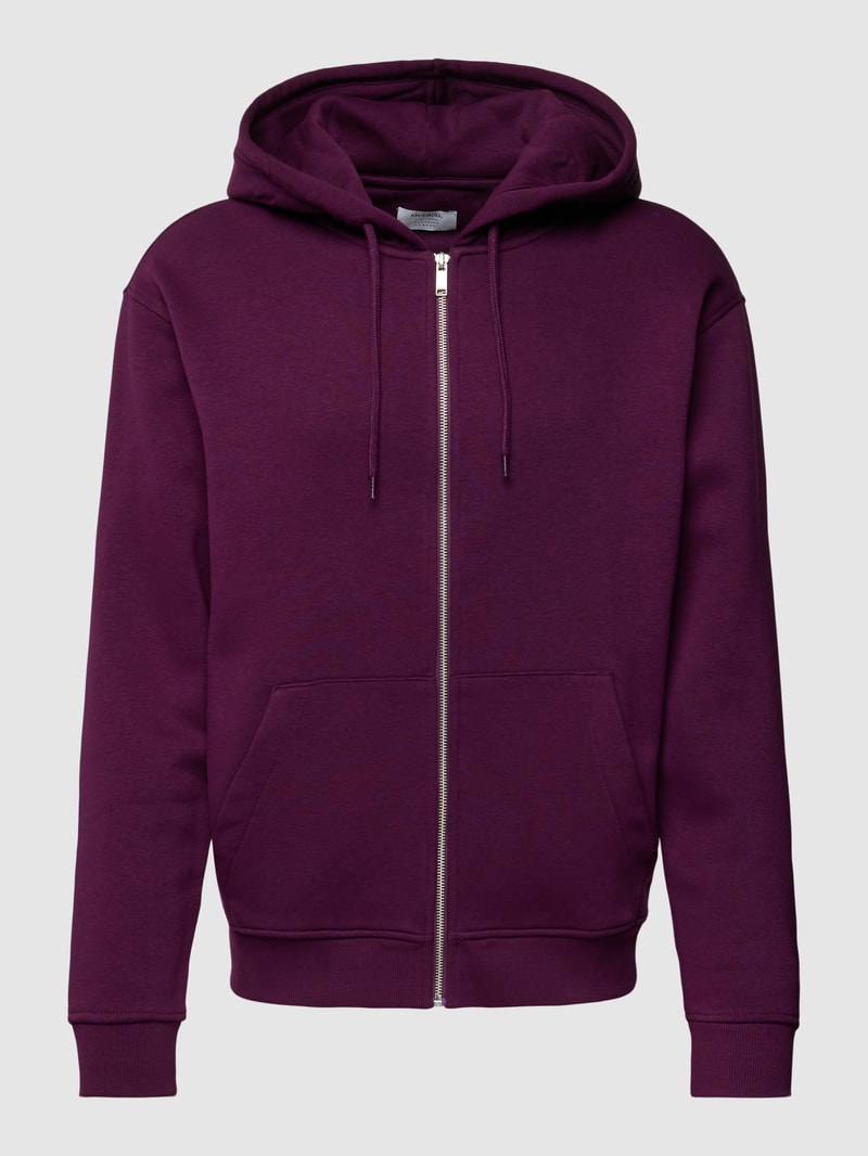 Sweatjacke mit Kapuze in aubergine