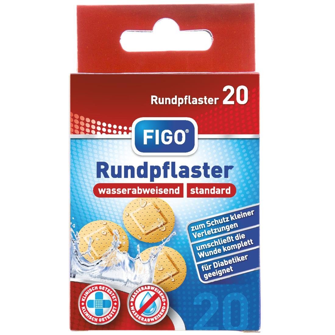 FIGO Fixierpflaster 4 Pakete Wund-Pflaster 20er Rund Hellbraun Rundpflaster + Notizblock