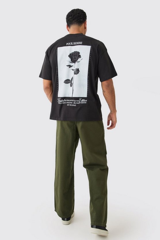 Oversize T-Shirt mit Rosen-Print