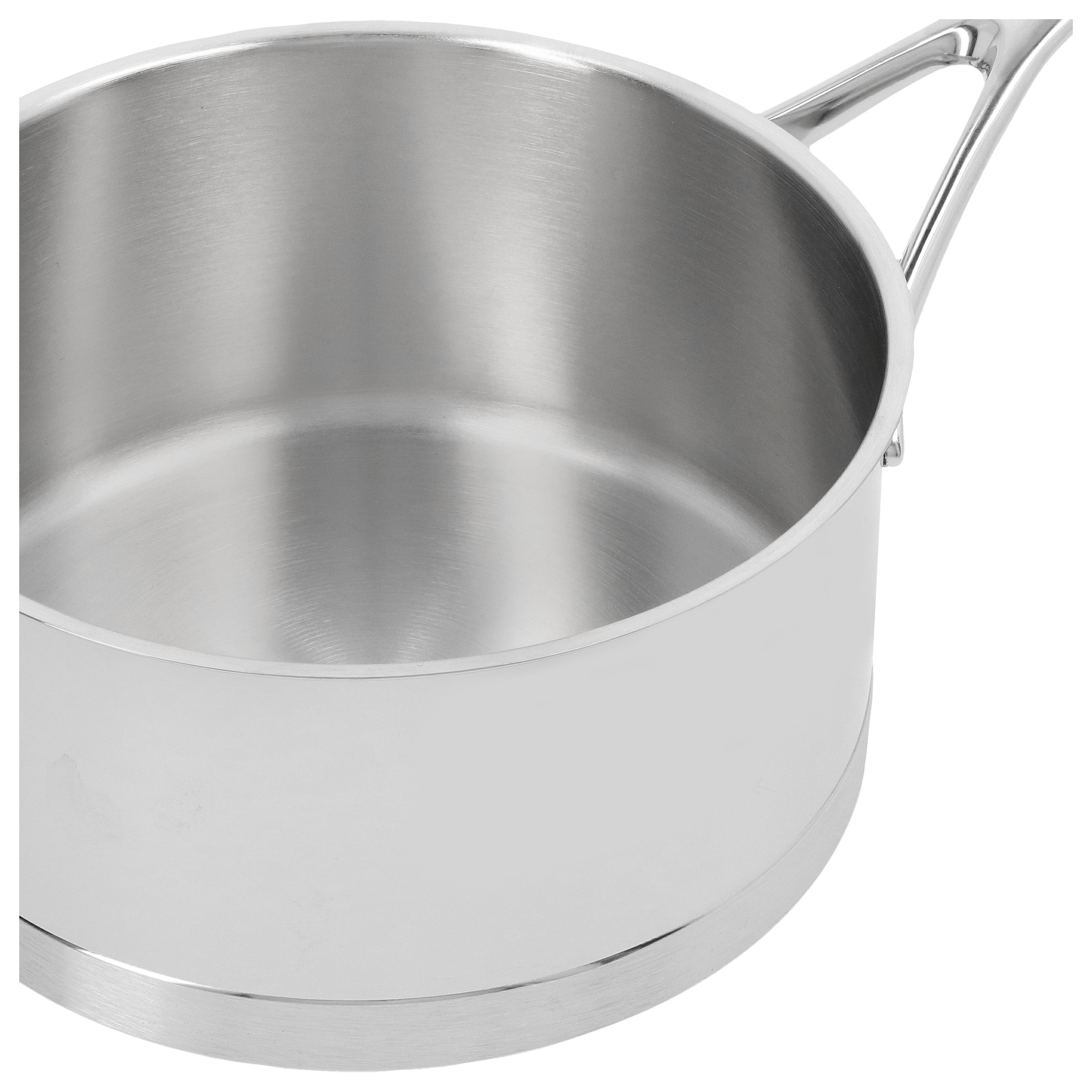 Stieltopf ohne Deckel 18 cm, 18/10 Edelstahl, Silber