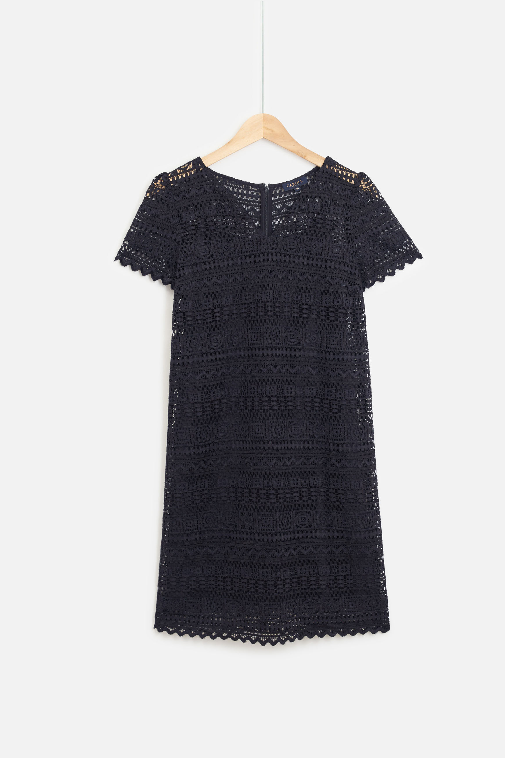 Robe courte lulu en dentelle noir femme