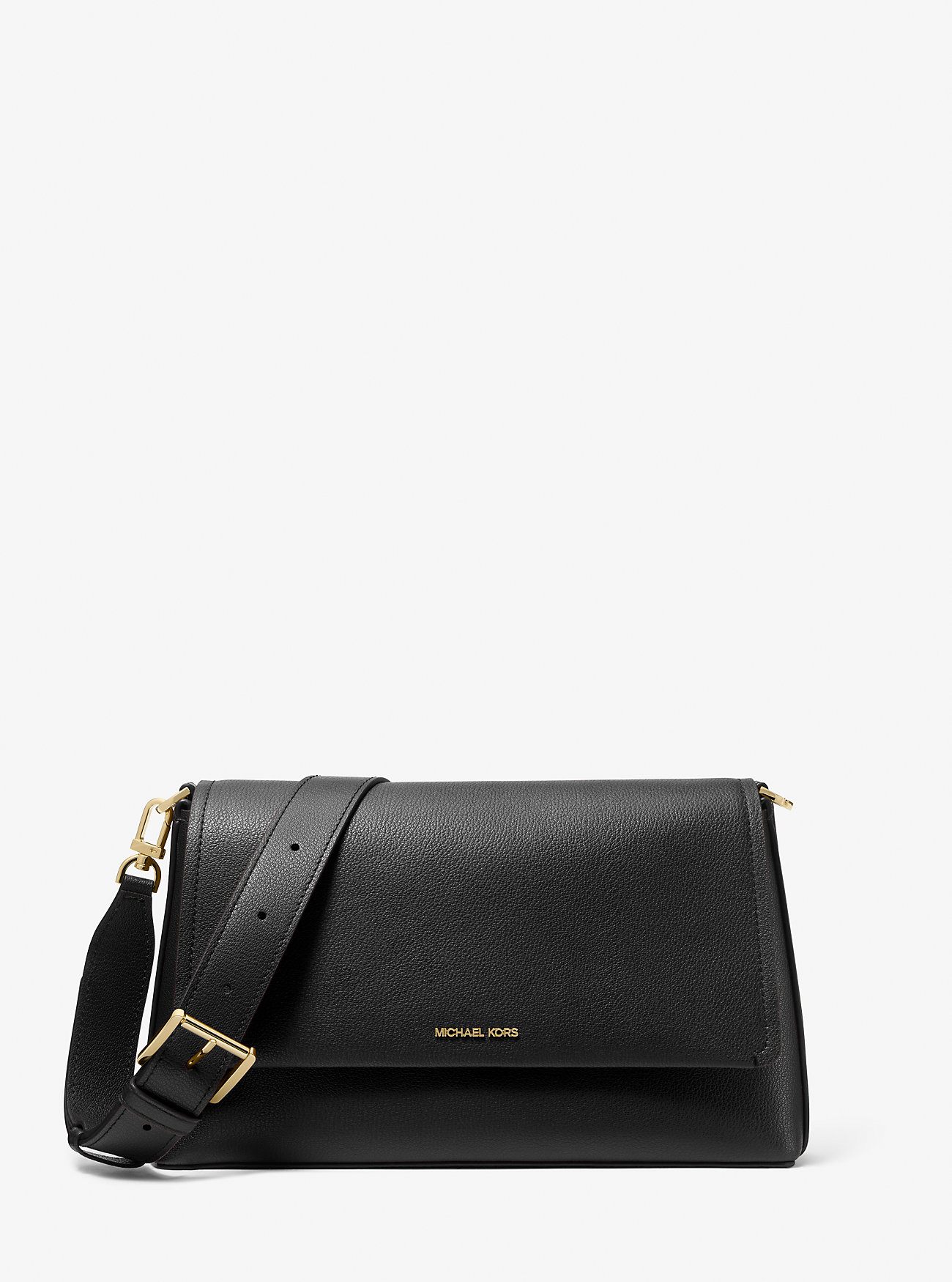 Nessa Large Leather Crossbody Bag - BLACK