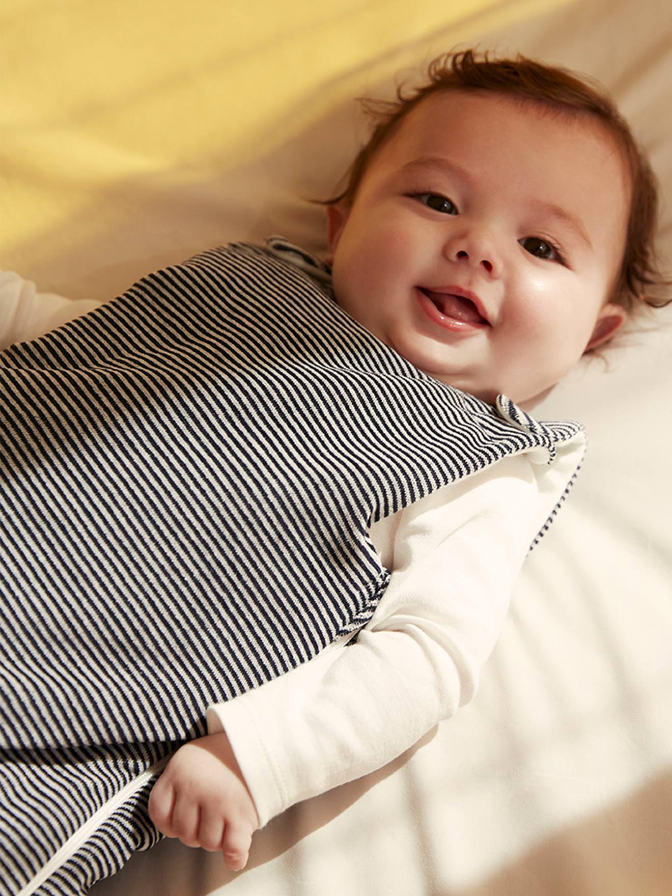 Gigoteuse marinière en velours de coton bio PETIT BATEAU marine