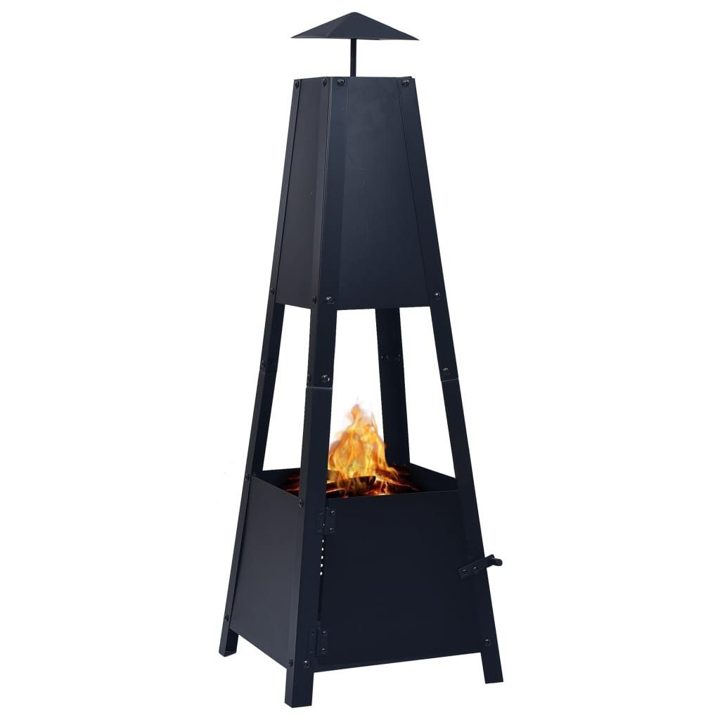 vidaXL Feuerstelle Feuerstelle Schwarz 35×35×99 cm Stahl