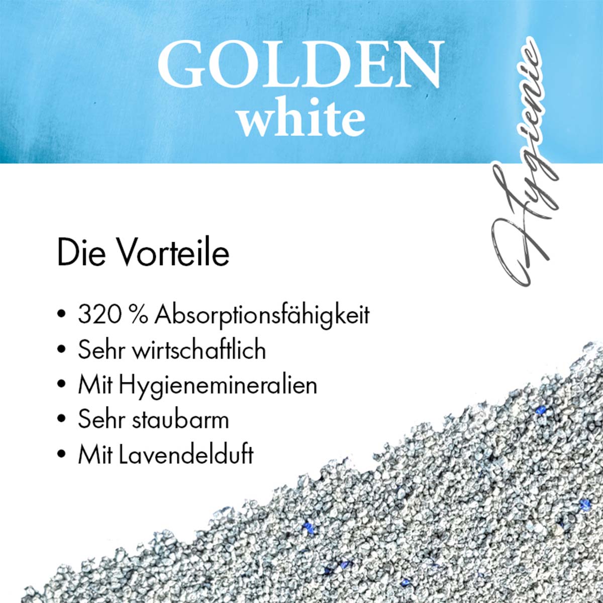 Golden White Hygienic Katzenstreu mit Lavendelduft