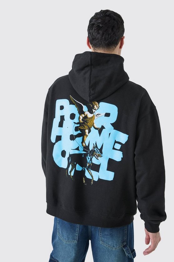 Oversize Hoodie mit Dog Angel-Print