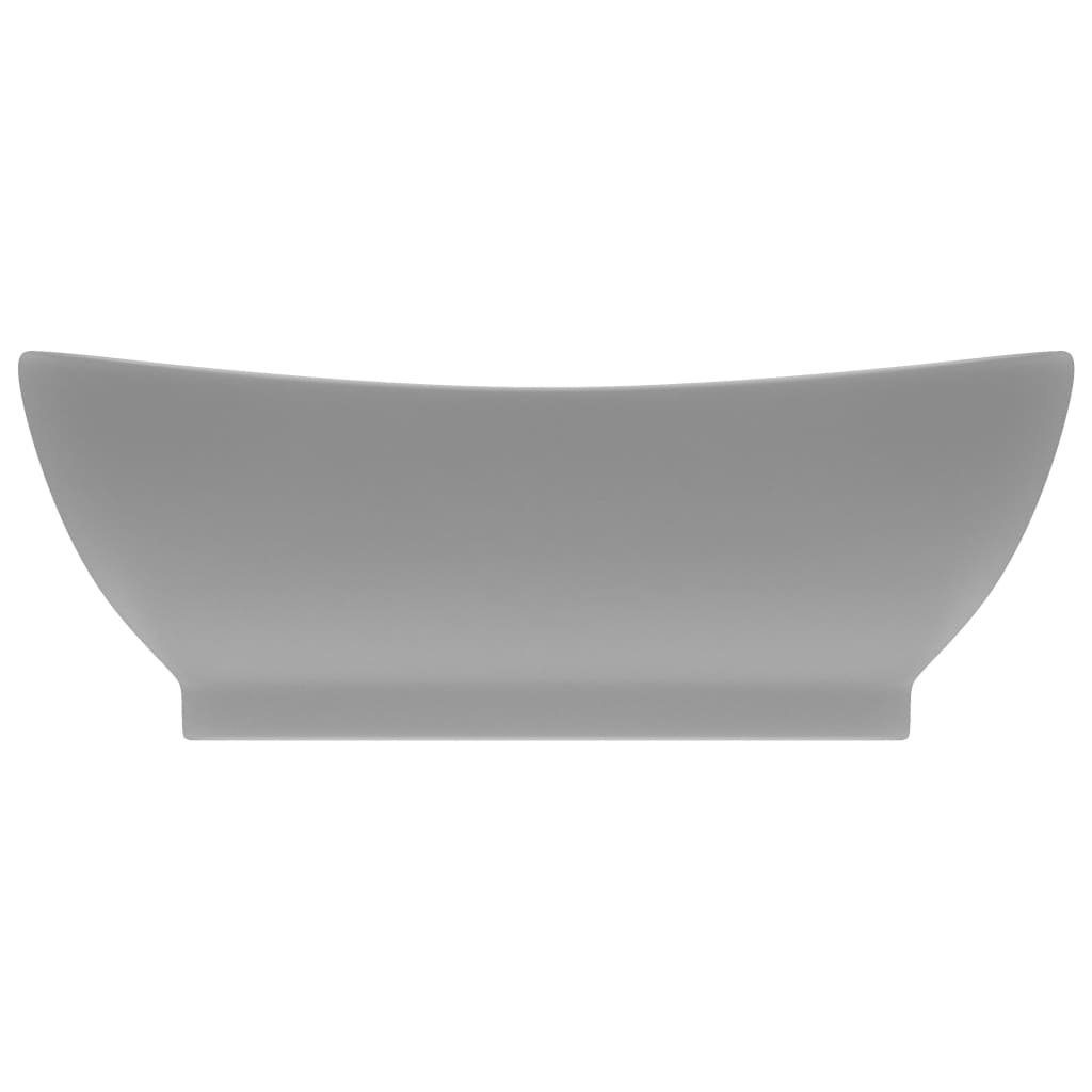 vidaXL Waschbecken Luxus-Waschbecken Überlauf Matt Hellgrau 58,5x39cm Keramik