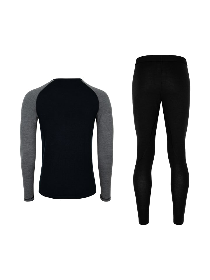 DANISH ENDURANCE Baselayer-Set Merino Baselayer in black/dark grey günstig kaufen