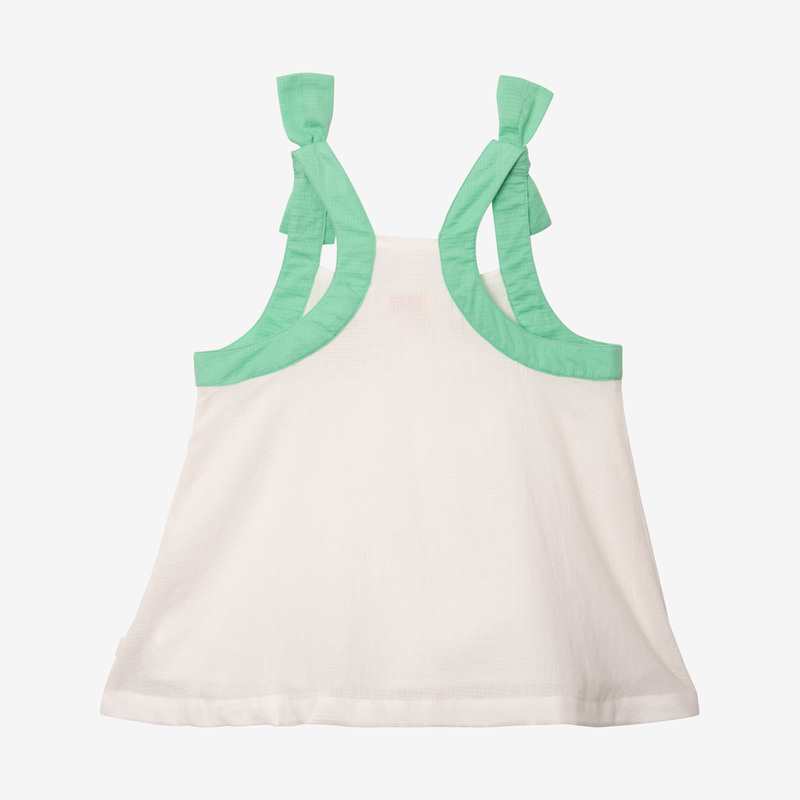 Top fille bicolore écru et vert Catimini