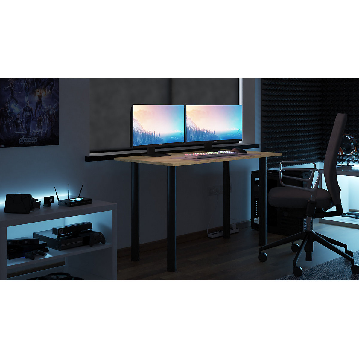 Gaming Schreibtisch mit Kabeldurchführung onesize