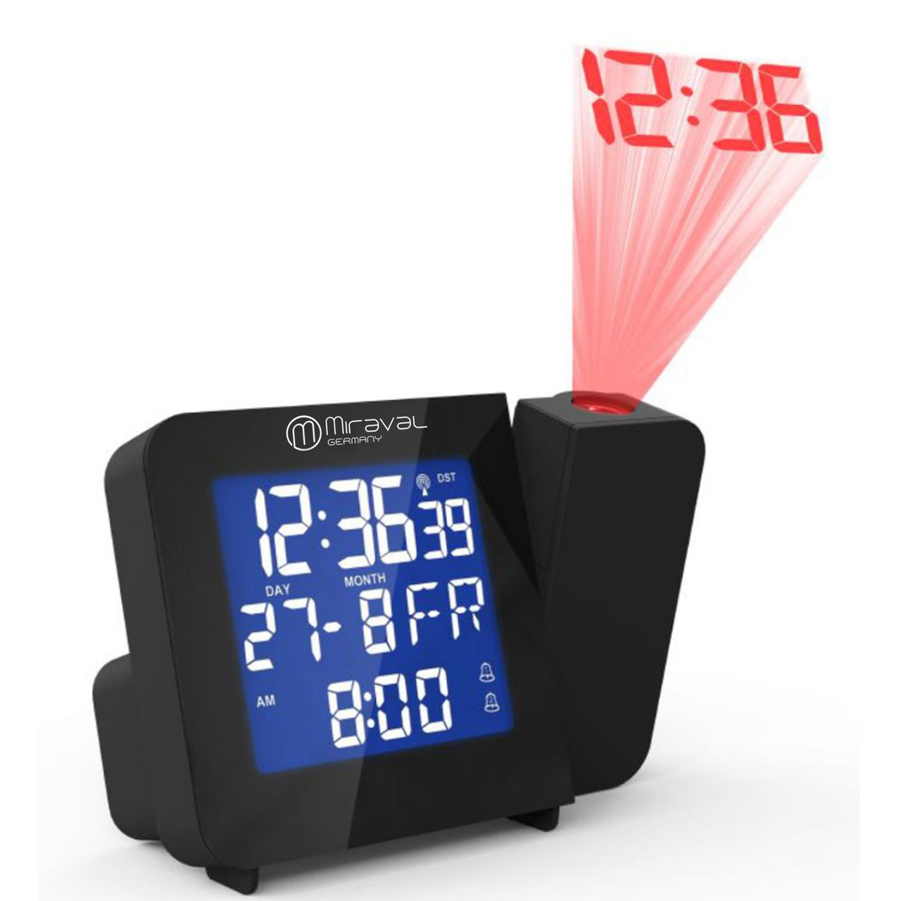 digi-tech GmbH Miraval Funk-Projektionswecker Funkuhr Funkwecker Datumsanzeige Raumtemperatur