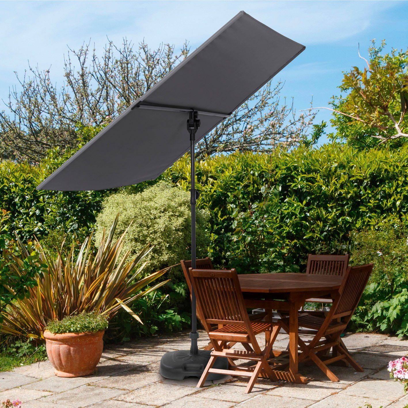 Hoberg Sonnenschirm flexibler Sonnenschirm 130x180cm rechteckig grau