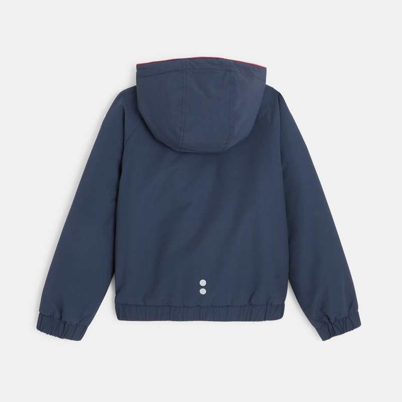 Blouson doublé à capuche bleu garçon