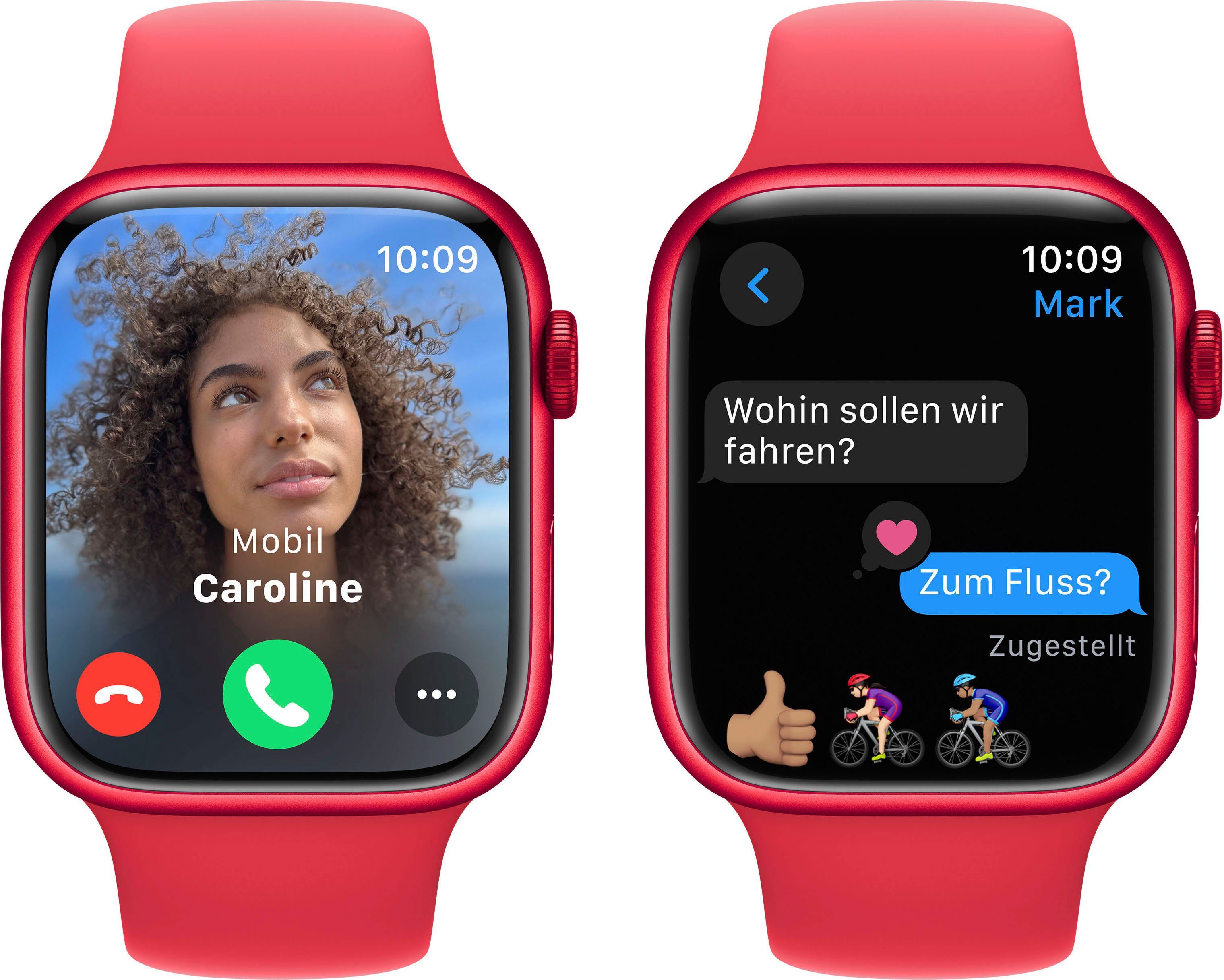 Apple Watch Series 9 GPS Aluminium 45mm S/M Smartwatch (4,5 cm/1,77 Zoll, Watch OS 10), Sport Band