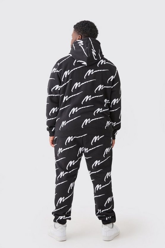 Plus Man Signature Hoodie-Trainingsanzug mit Print