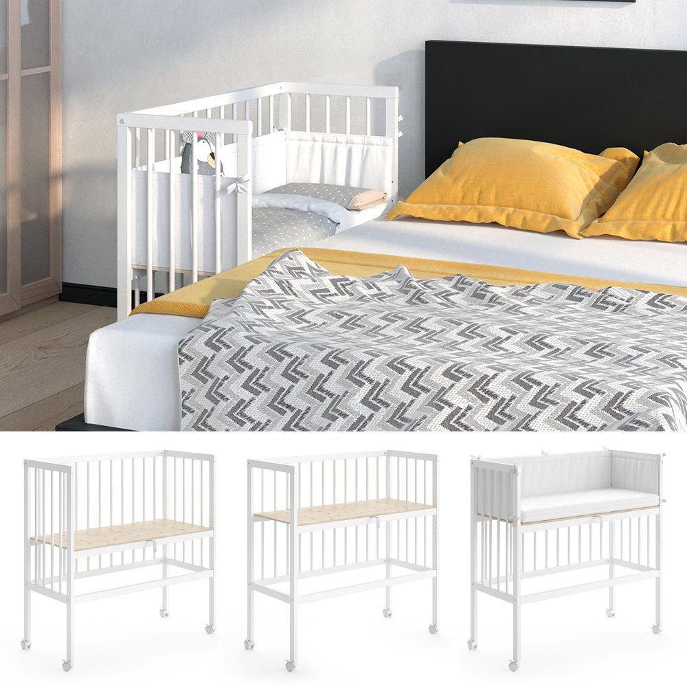 VitaliSpa® Beistellbett Babybett Stubenbett SOPHIE 93x46x75 Weiß
