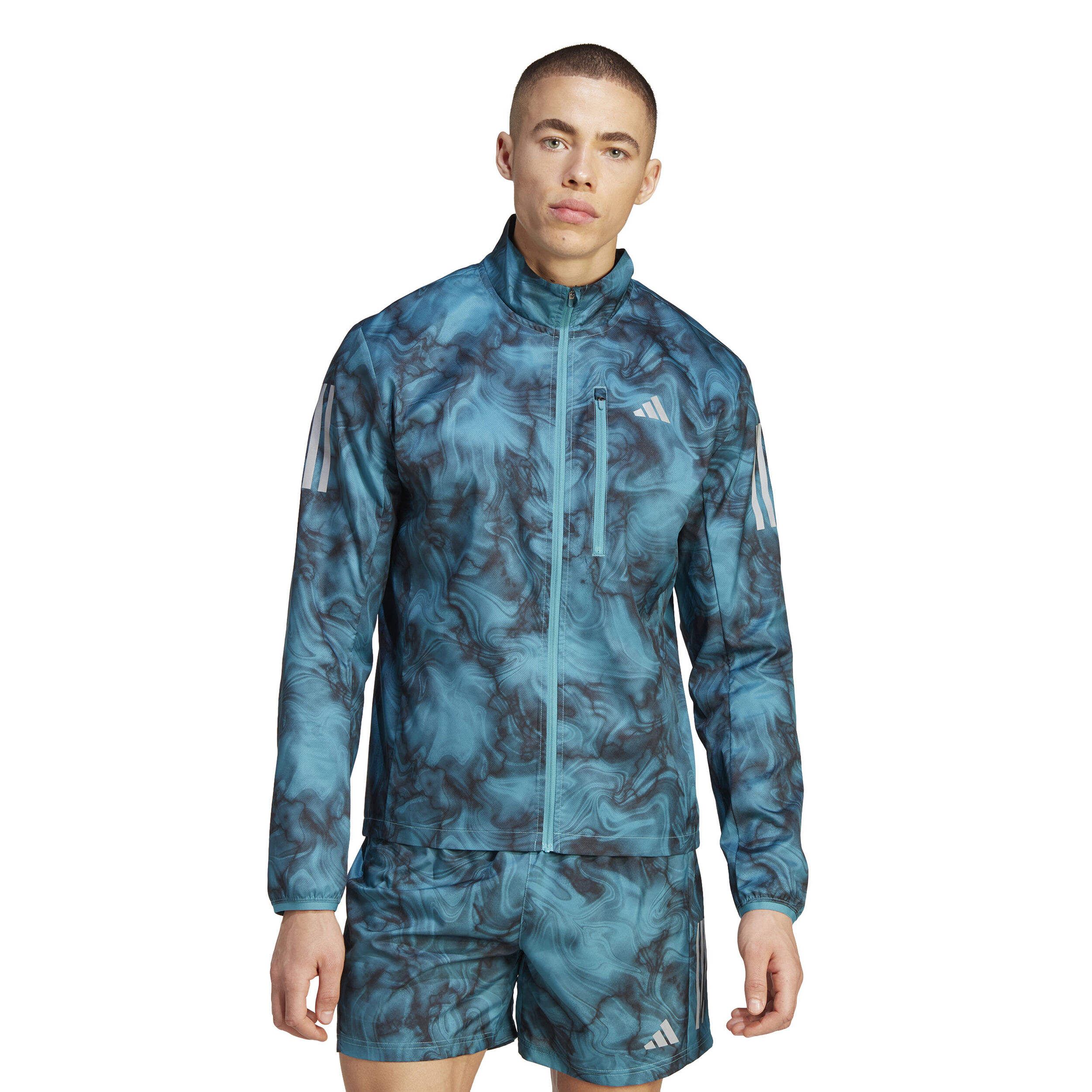 Own The Run AOP Laufjacke Herren - Dunkelgrün, Schwarz