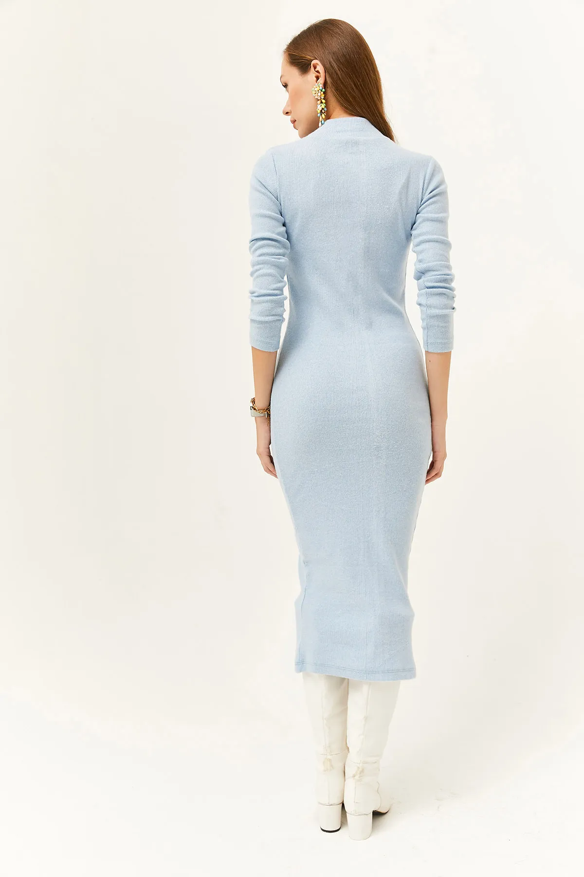 Olalook  Langes Camisole-Kleid aus babyblauem Lycra für Damen ELB-19000750
