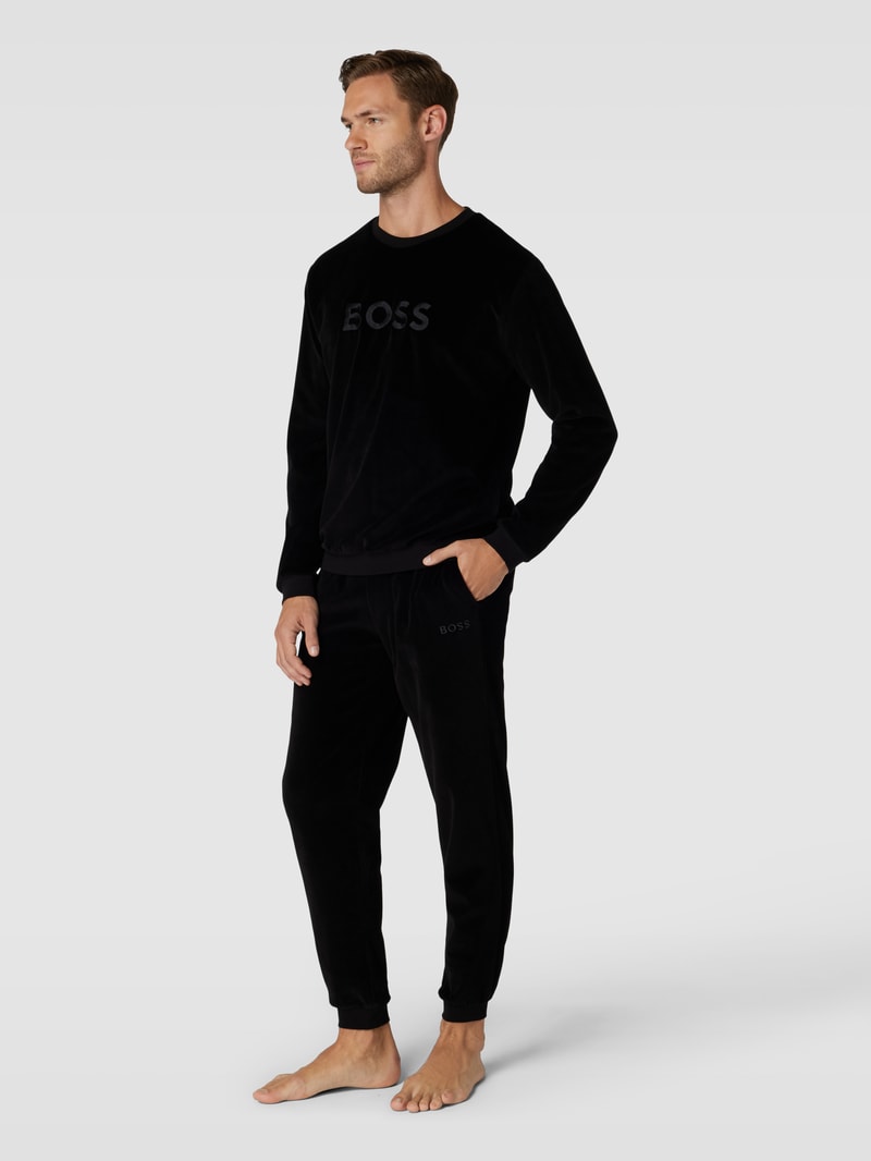 Sweatshirt mit Label-Stitching Modell 'Soleri' in schwarz