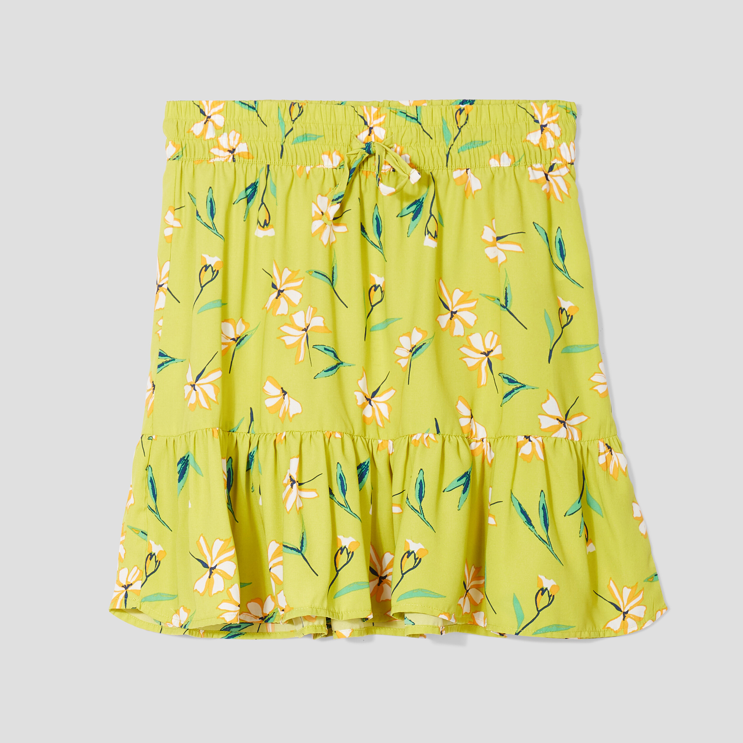 Jupe courte fluide taille smockée vert femme | La Halle