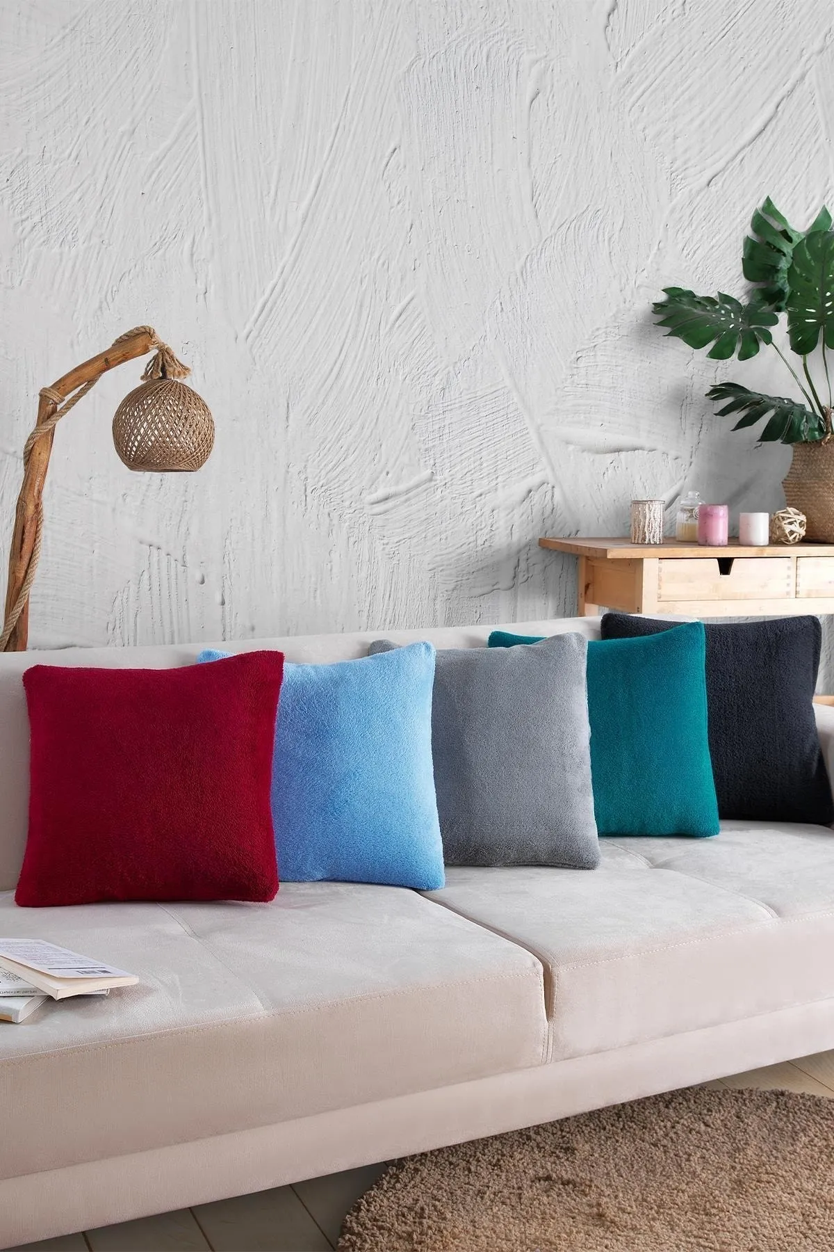 MaisonArt  Sofa | 1 Stück anthrazitfarbener Welsoft-Kissenbezug, 44 x 44 cm