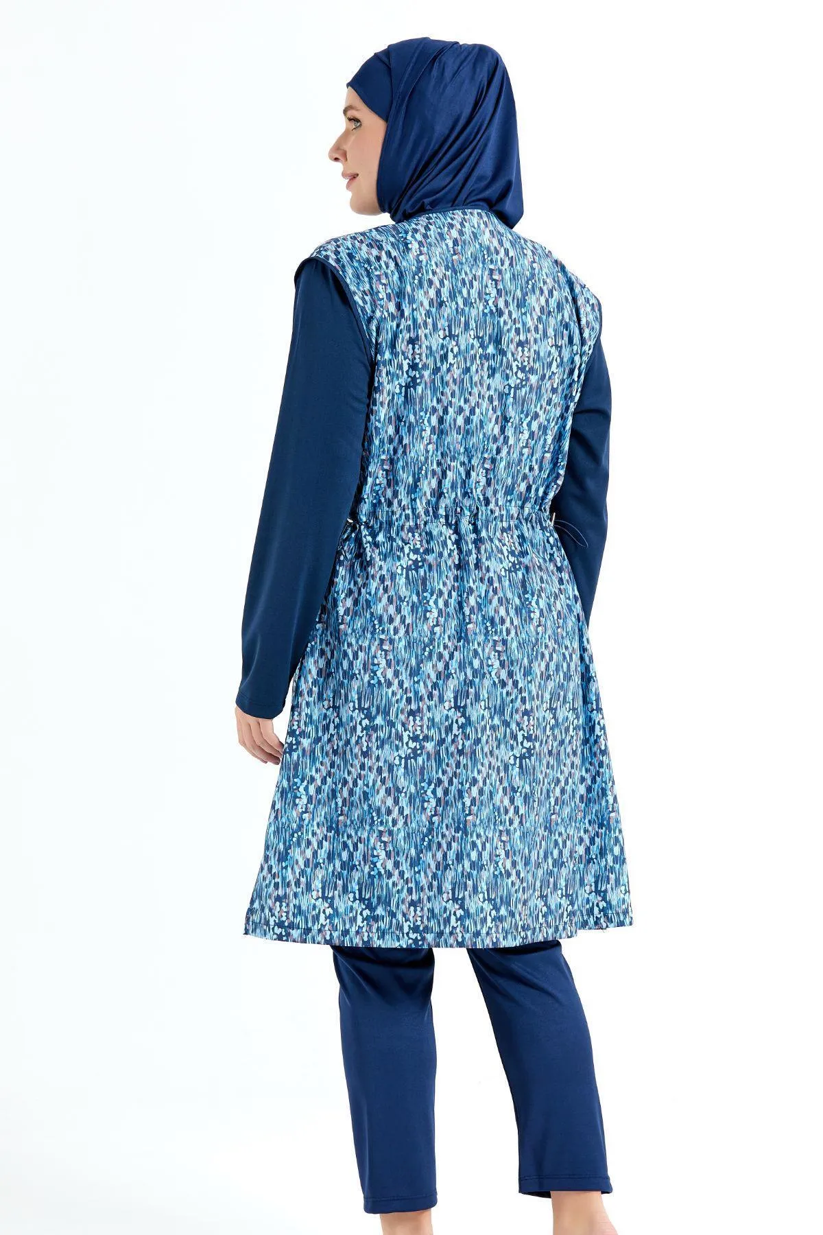 C&City  Vollständig bedeckter 4-teiliger Hijab-Badeanzug C11200 Marineblau