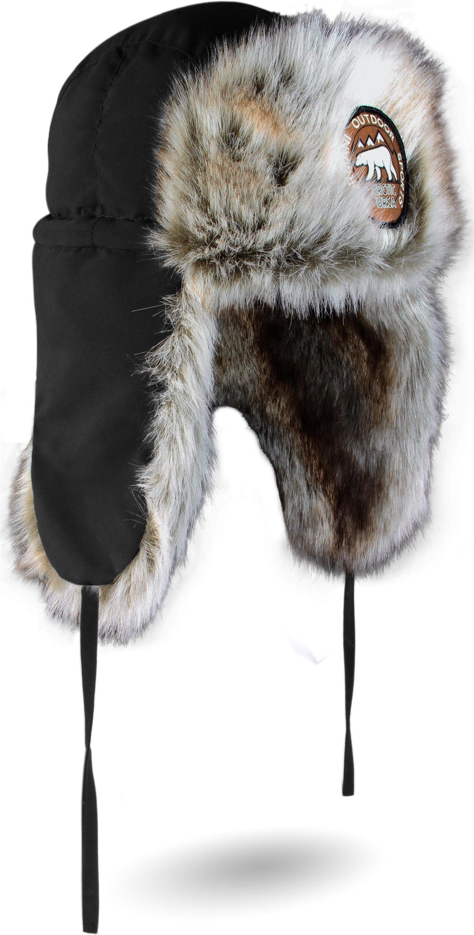 normani Fellimitatmützen Fellmütze Arctic Ursa Wintermütze Winterkappe Tschapka mit Ohren- und Nackenwärmer