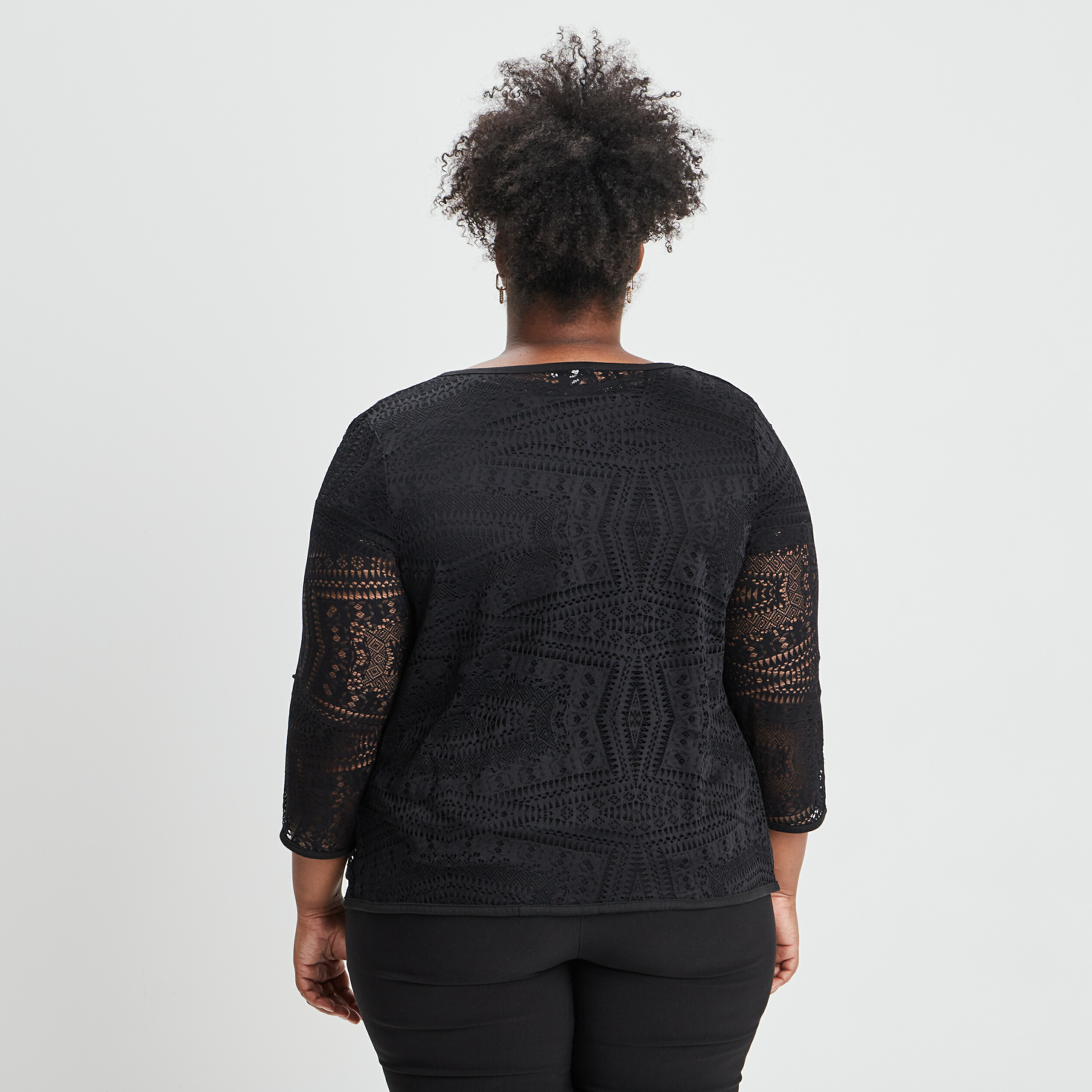 Gilet manches 3 4 noir femme grande taille | La Halle