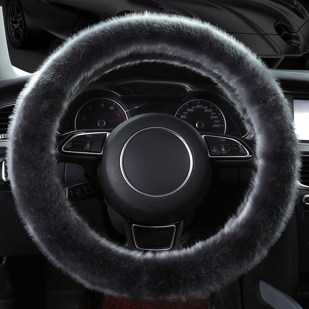Deliana.home Lenkradbezug Plüsch Lenkradschutz Anti-Rutsch flauschige Lenkrad Zubehör, Ø 37,00 - 39,00 cm, (1-tlg), Durchmesser 38 CM