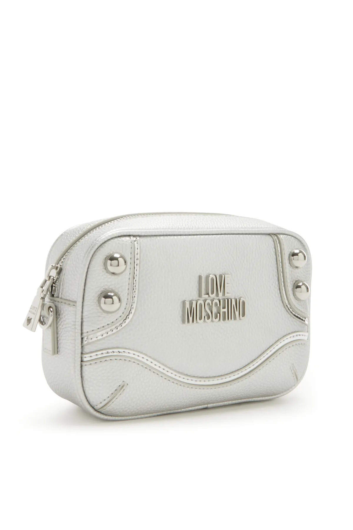 1'ASLAN  Love Moschino Pebble Silberfarbene Umhängetasche JC4142PP1IL1190B