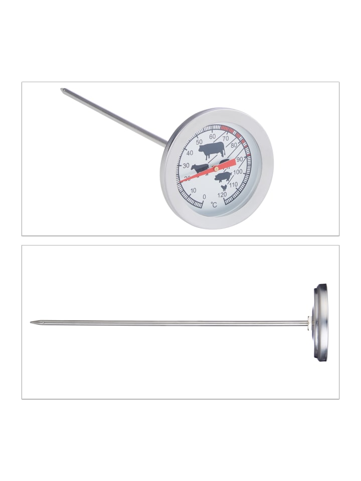 relaxdays Analoges Einstichthermometer in Silber günstig kaufen onesize