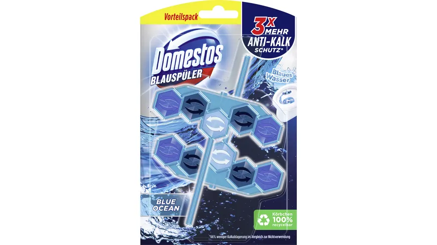 Domestos WC Stein Power5+ Aktiv Blauspüler Blue Ocean Duo 106 g