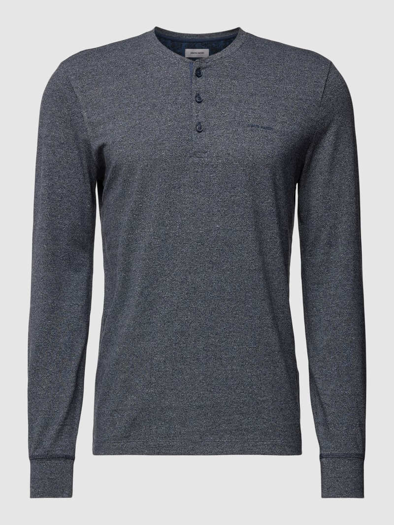 Longsleeve mit kurzer Knopfleiste und Label-Detail in marineblau