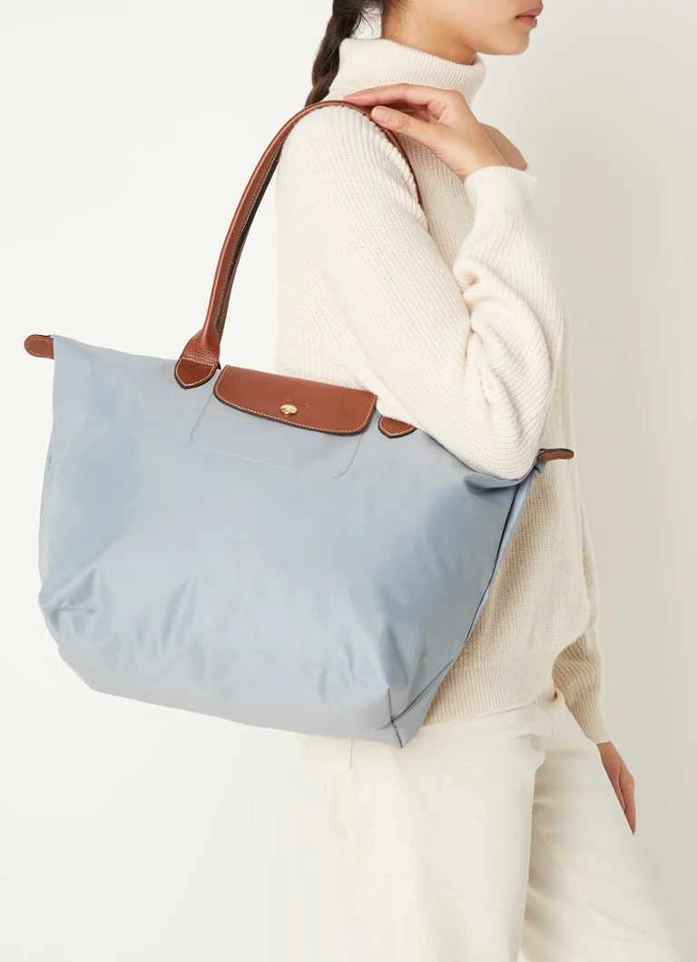 Geantă de umăr Longchamp Le Pliage Original L cu detalii din piele