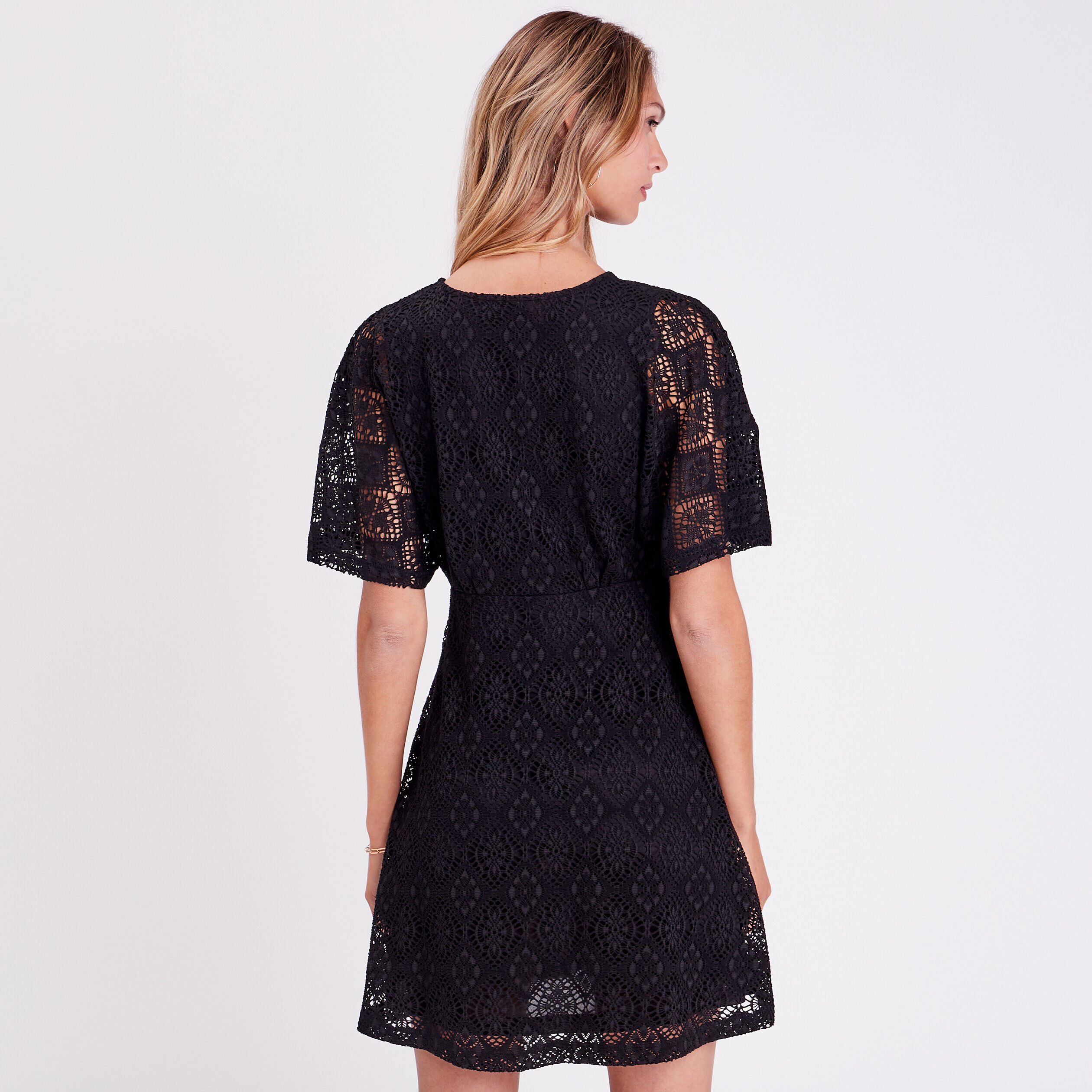 Robe maille manches courtes noir femme | Cache Cache