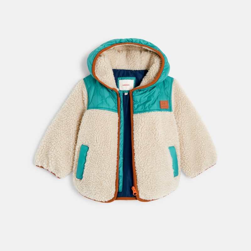 Veste sherpa bébé zippée à capuche blanc Catimini