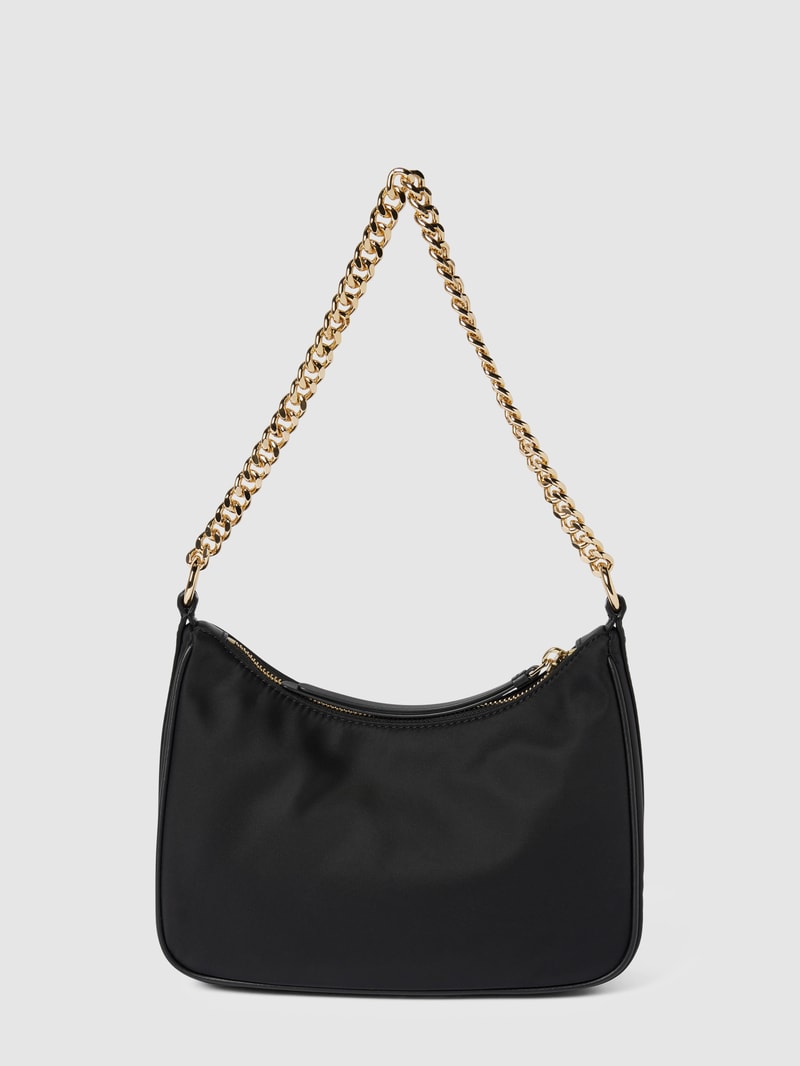 Schultertasche mit Label-Applikation Modell 'JET SET CHARM' in schwarz