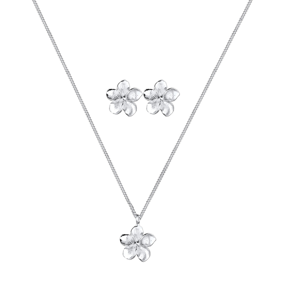 Elli Elli Ensemble de Bijoux Femmes Frangipani fleur Pendentif set Clous d'oreilles en Bijoux