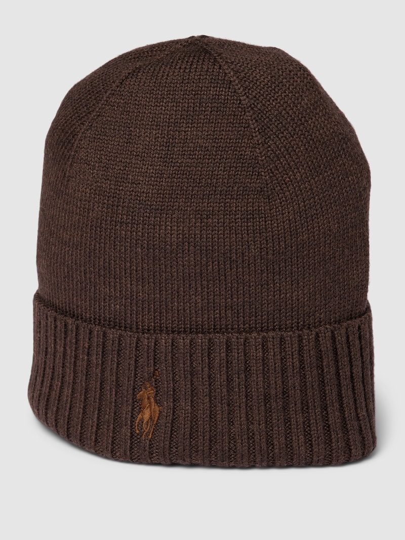 Beanie mit Label-Stitching in mittelbraun