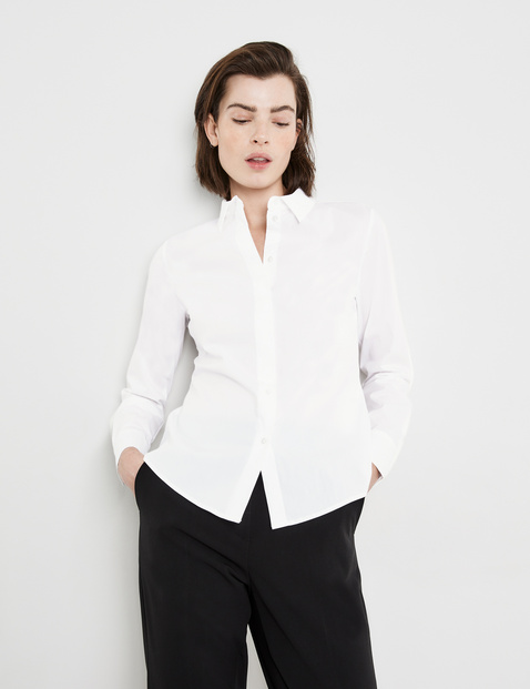 Klassische Hemdbluse aus Baumwoll-Stretch