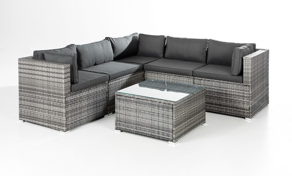 HC Garten & Freizeit Rattan-Ecklounge inkl. Auflagen