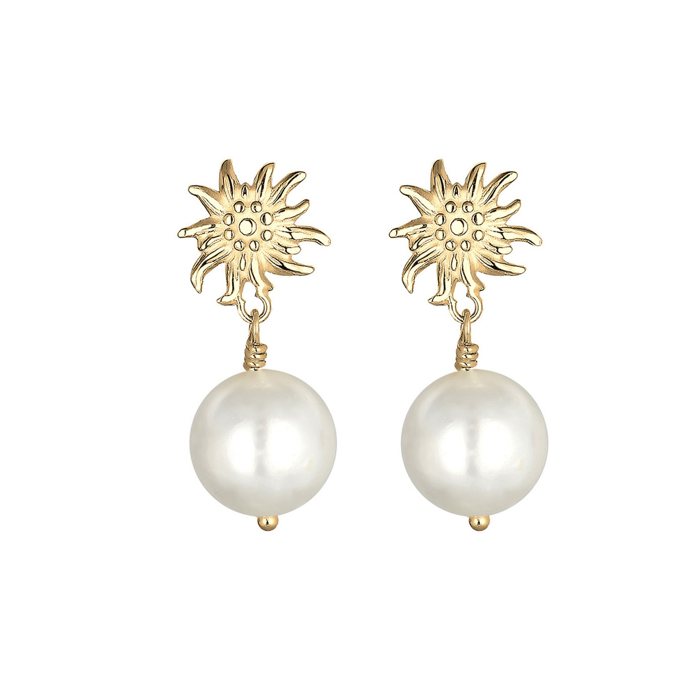 Elli Elli Boucles d'Oreilles Femmes Pendentif d'oreilles Édelweiss Dirndl avec Perle d Boucles d'oreilles
