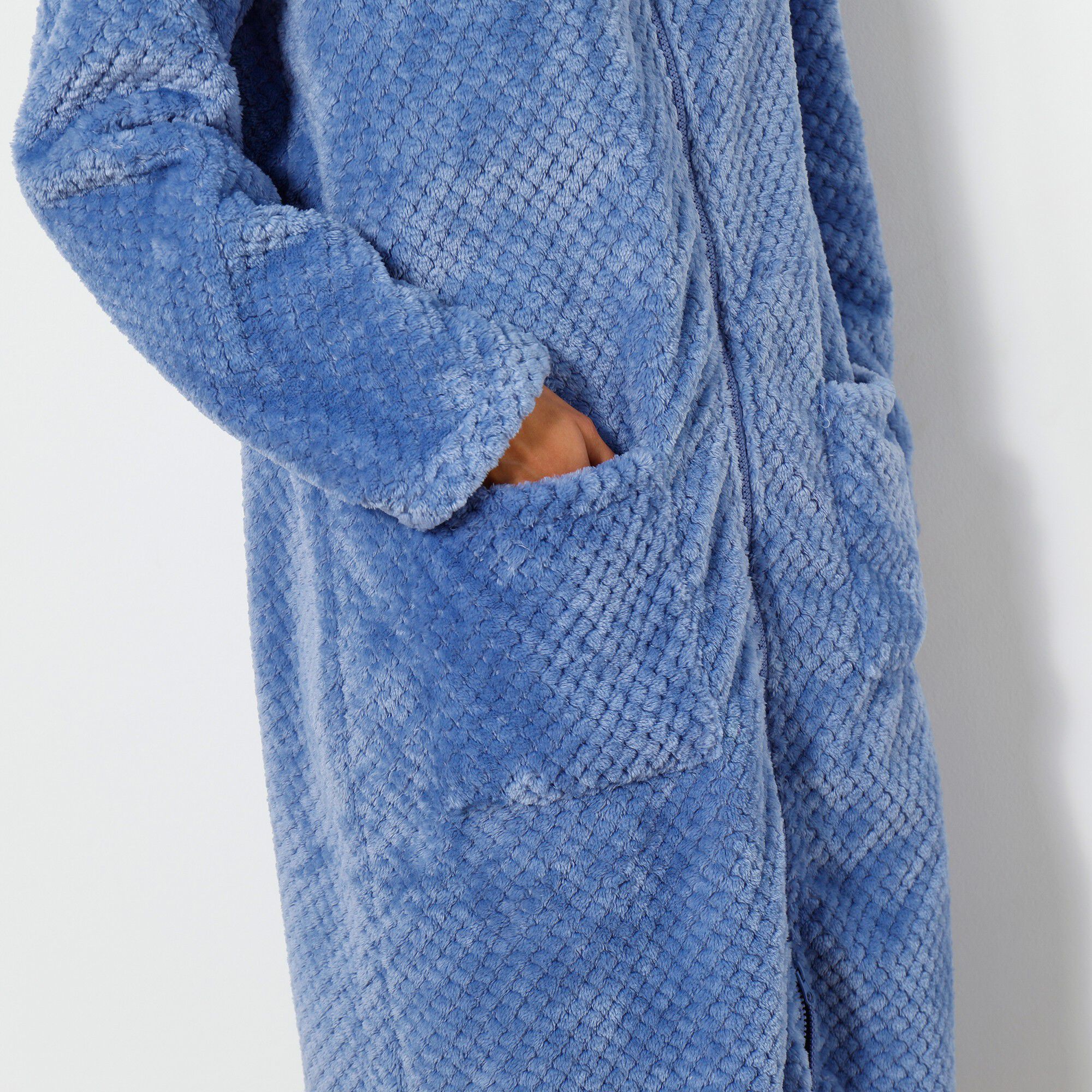 Robe de chambre zippée maille polaire texturée